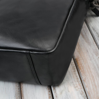 Torba męska na ramię do ręki skórzana na laptopa dokumenty A4 czarna pojemna SL-08-BL