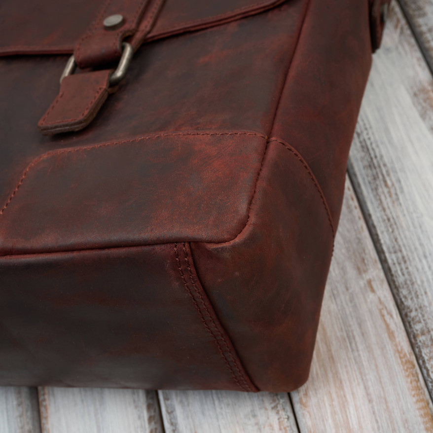 Torba skórzana męska na ramie na laptopa brązowa vintage SL-09-BR