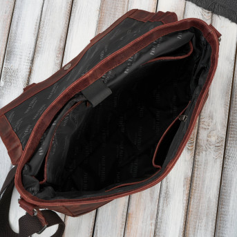 Torba skórzana męska na ramie na laptopa brązowa vintage SL-09-BR