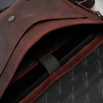 Torba skórzana męska na ramie na laptopa brązowa vintage SL-09-BR
