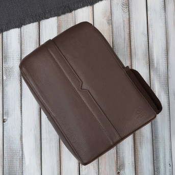 Plecak skórzany brązowy miejski do pracy premium kompaktowy Paolo Peruzzi T-144-BR