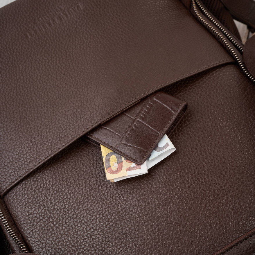 Plecak skórzany brązowy miejski do pracy premium kompaktowy Paolo Peruzzi T-144-BR