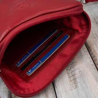 Mała torebka damska skórzana kopertówka na ramię crossbody do ręki czerwona AY-24-RD