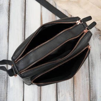 Klasyczna torebka damska skórzana czarna Paolo Peruzzi AY-22-BLRG rose gold