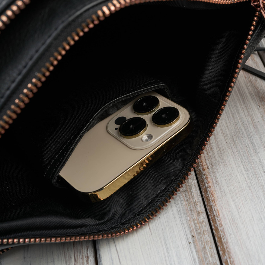 Klasyczna torebka damska skórzana czarna Paolo Peruzzi AY-22-BLRG rose gold