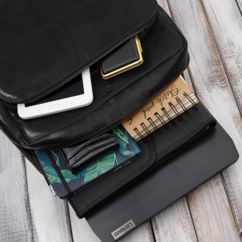 Plecak męski skórzany vintage na laptopa czarny – Paolo Peruzzi IM-07-BL