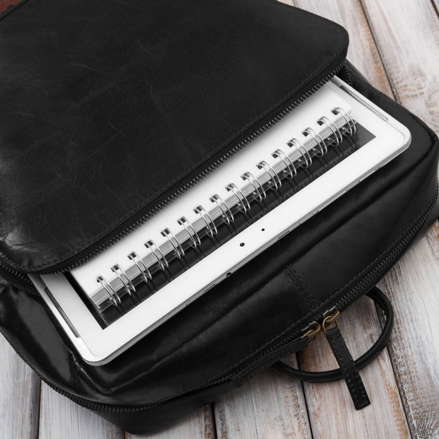 Plecak męski skórzany vintage na laptopa miejski czarny Paolo Peruzzi IM-07-BL