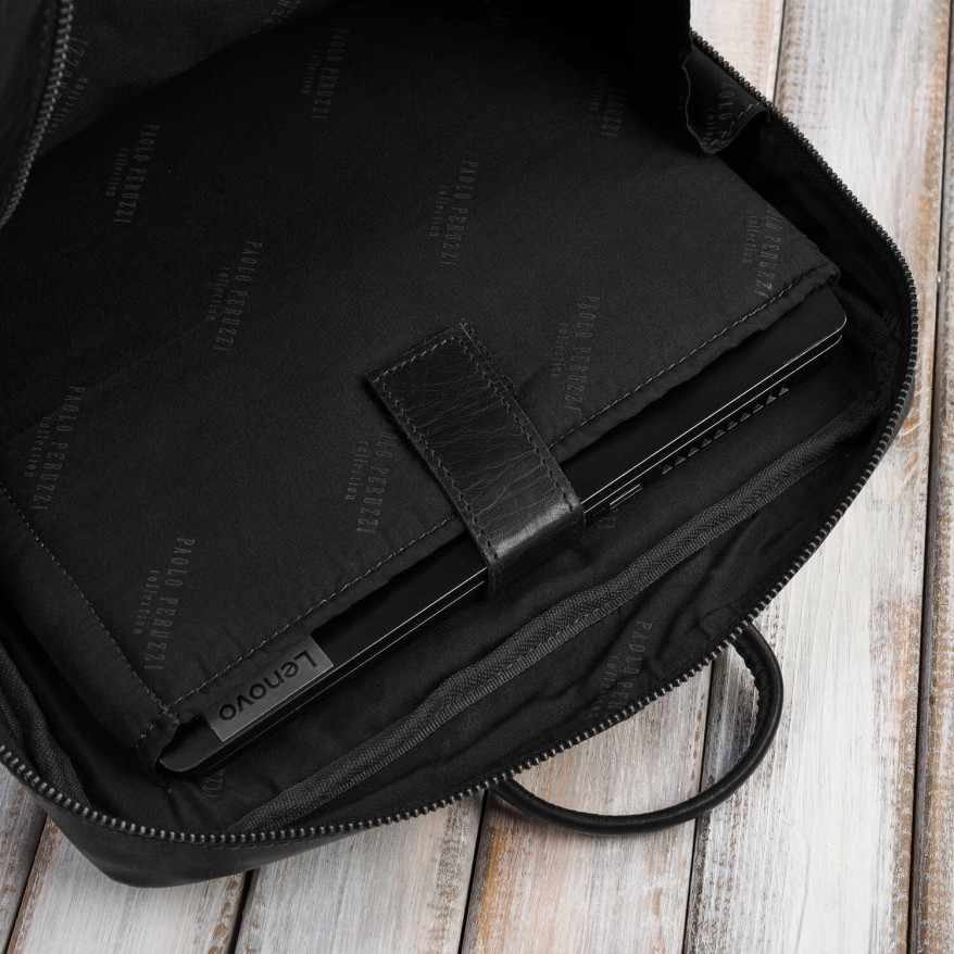 Plecak męski skórzany vintage na laptopa miejski czarny Paolo Peruzzi IM-07-BL