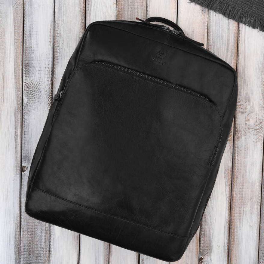 Plecak męski skórzany vintage na laptopa miejski czarny Paolo Peruzzi IM-07-BL