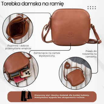Mała torebka damska skórzana na ramię crossbody modna letnia Paolo Peruzzi AY-25-CG