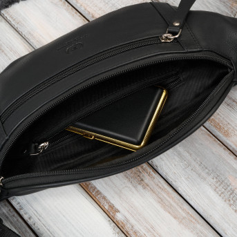 Saszetka męska skórzana nerka na pas czarna modna pojemna Paolo Peruzzi AY-28-BL