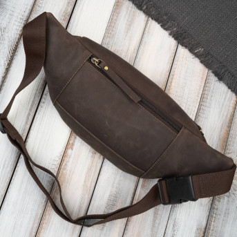 Saszetka męska skórzana nerka na pas brązowa vintage pojemna Paolo Peruzzi AY-29-HBR