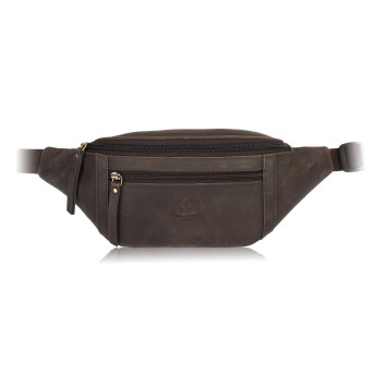 Saszetka męska skórzana nerka na pas brązowa vintage pojemna Paolo Peruzzi AY-29-HBR