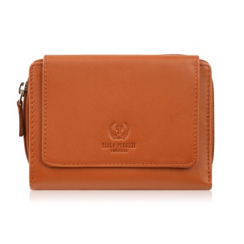 Portfel damski skórzany pomarańczowy duży w orientacji poziomej z RFID Paolo Peruzzi SL-07-OR