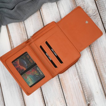 Portfel damski skórzany pomarańczowy duży w orientacji poziomej z RFID Paolo Peruzzi SL-07-OR