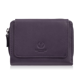 Portfel damski skórzany fioletowy duży w orientacji poziomej z RFID Paolo Peruzzi SL-07-VI