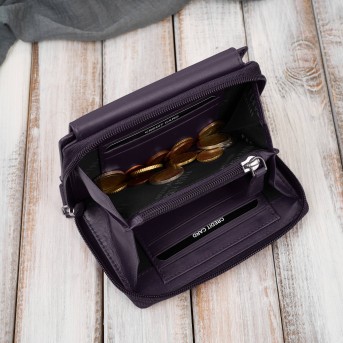 Portfel damski skórzany fioletowy duży w orientacji poziomej z RFID Paolo Peruzzi SL-07-VI