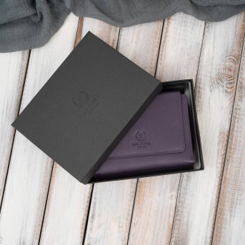 Portfel damski skórzany fioletowy duży w orientacji poziomej z RFID Paolo Peruzzi SL-07-VI