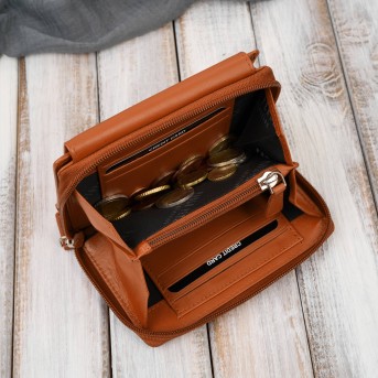 Portfel damski skórzany mały pomarańczowy w orientacji poziomej z RFID Paolo Peruzzi SL-06-OR