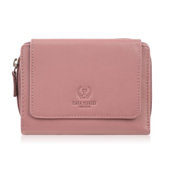 Portfel damski skórzany różowy duży w orientacji poziomej z RFID Paolo Peruzzi SL-07-PI