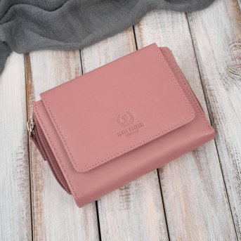 Portfel damski skórzany różowy duży w orientacji poziomej z RFID Paolo Peruzzi SL-07-PI