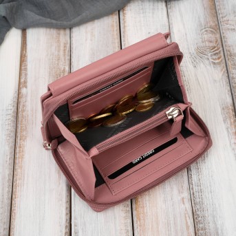 Portfel damski skórzany różowy duży w orientacji poziomej z RFID Paolo Peruzzi SL-07-PI