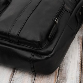 Skórzana torba na laptopa męska na dokumenty czarna Paolo Peruzzi SL-01-BL