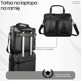 Skórzana torba na laptopa męska na dokumenty czarna Paolo Peruzzi SL-01-BL