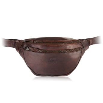 Saszetka męska nerka skórzana na pas brązowa elegancka Paolo Peruzzi SL-04-BR