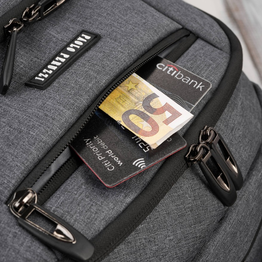 Plecak na laptopa szary wodoodporny usztywniany Paolo Peruzzi AS-03-DGR