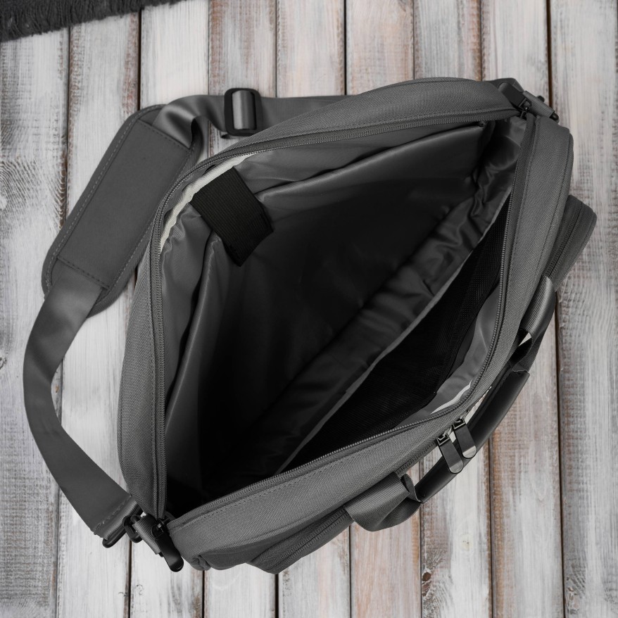 Torba na laptopa szara unisex materiałowa lekka do ręki na ramię AS-02-DGR