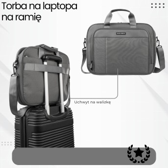 Torba na laptopa szara unisex materiałowa lekka do ręki na ramię AS-02-DGR
