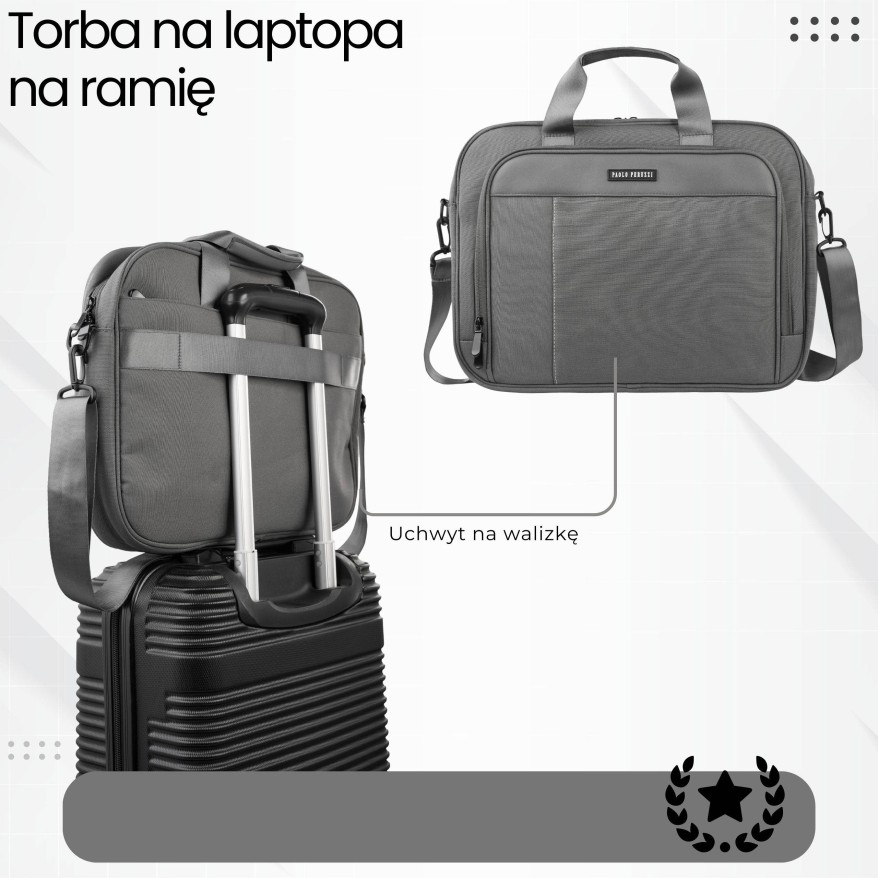 Torba na laptopa szara unisex materiałowa lekka do ręki na ramię AS-02-DGR