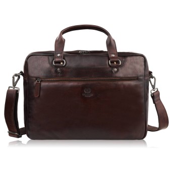 Torba męska na ramię do ręki skórzana na laptopa dokumenty A4 brązowa pojemna SL-08-BR