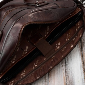 Torba męska na ramię do ręki skórzana na laptopa dokumenty A4 brązowa pojemna SL-08-BR