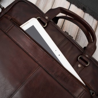 Torba męska na ramię do ręki skórzana na laptopa dokumenty A4 brązowa pojemna SL-08-BR