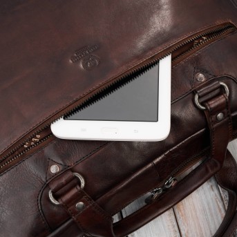 Torba męska na ramię do ręki skórzana na laptopa dokumenty A4 brązowa pojemna SL-08-BR