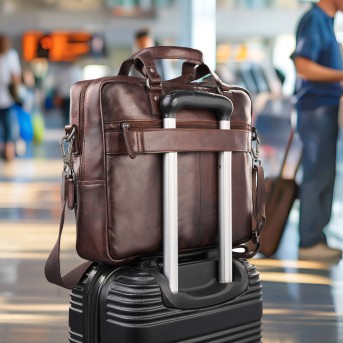 Torba męska na ramię do ręki skórzana na laptopa dokumenty A4 brązowa pojemna SL-08-BR