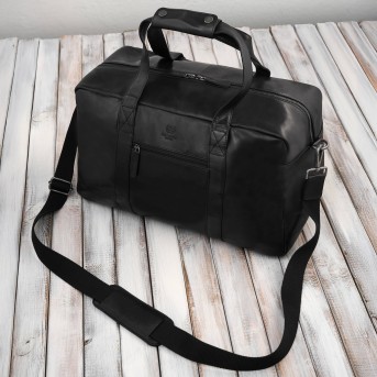 Torba podróżna męska skórzana duża pojemna czarna Paolo Peruzzi SL-10-BL