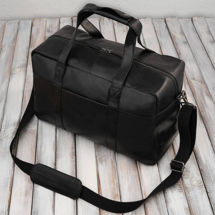 Torba podróżna męska skórzana duża pojemna czarna Paolo Peruzzi SL-10-BL