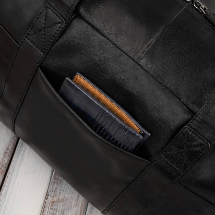 Torba podróżna męska skórzana duża pojemna czarna Paolo Peruzzi SL-10-BL