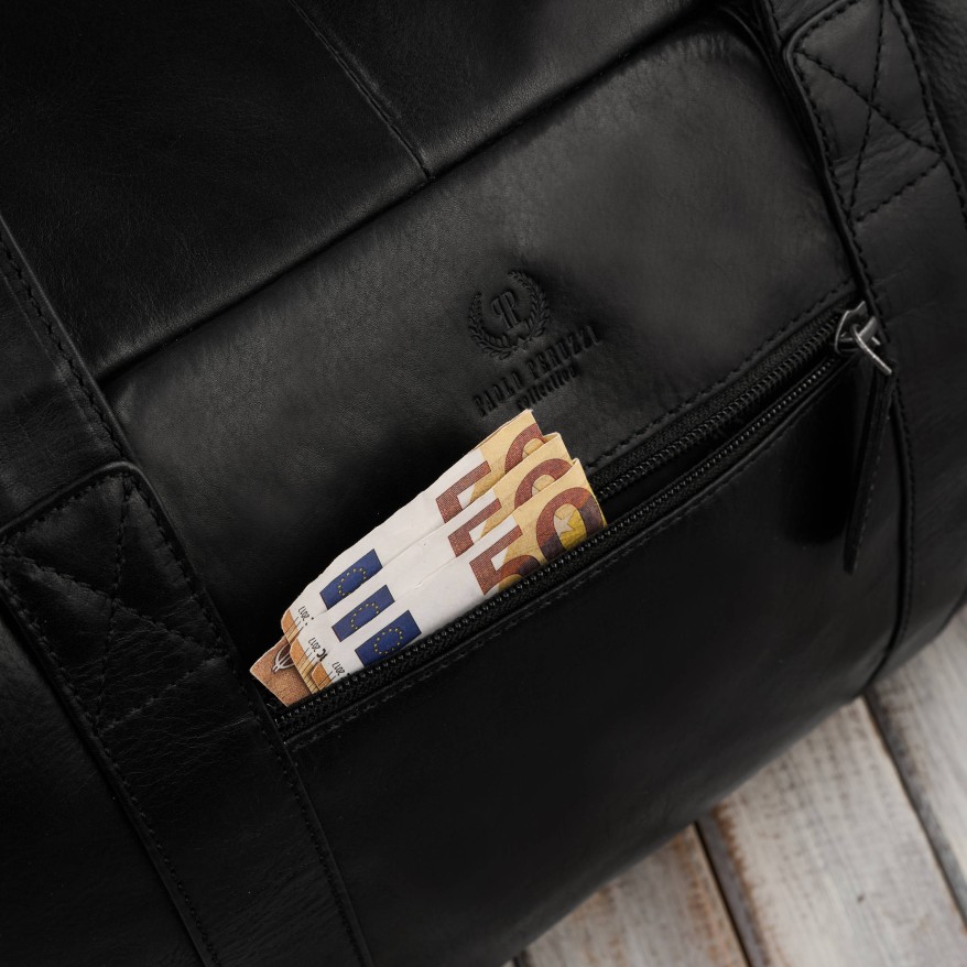 Torba podróżna męska skórzana duża pojemna czarna Paolo Peruzzi SL-10-BL