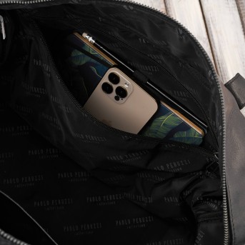 Torba podróżna męska skórzana duża pojemna czarna Paolo Peruzzi SL-10-BL
