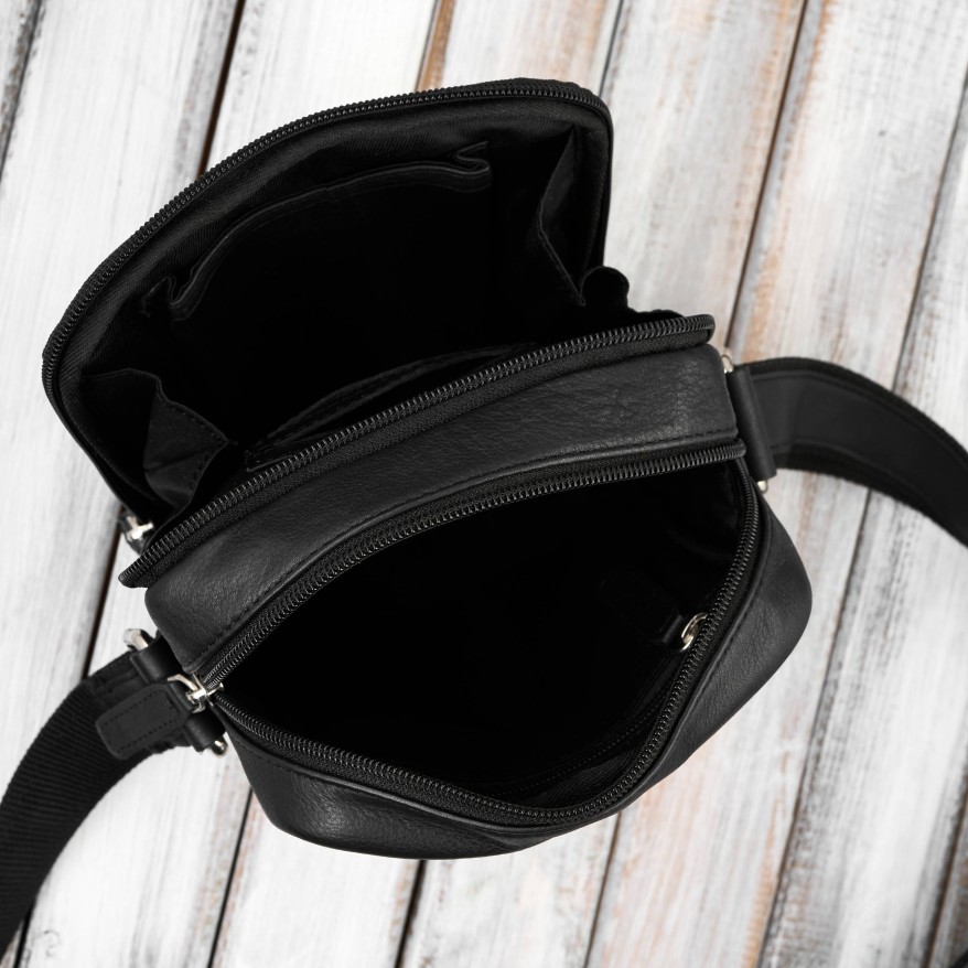 Listonoszka męska skórzana czarna Paolo Peruzzi AY-27-BL – saszetka na ramię