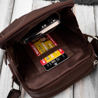 Saszetka męska skórzana brązowa na ramię – miejska, klasyczna i pojemna AY-27-BR