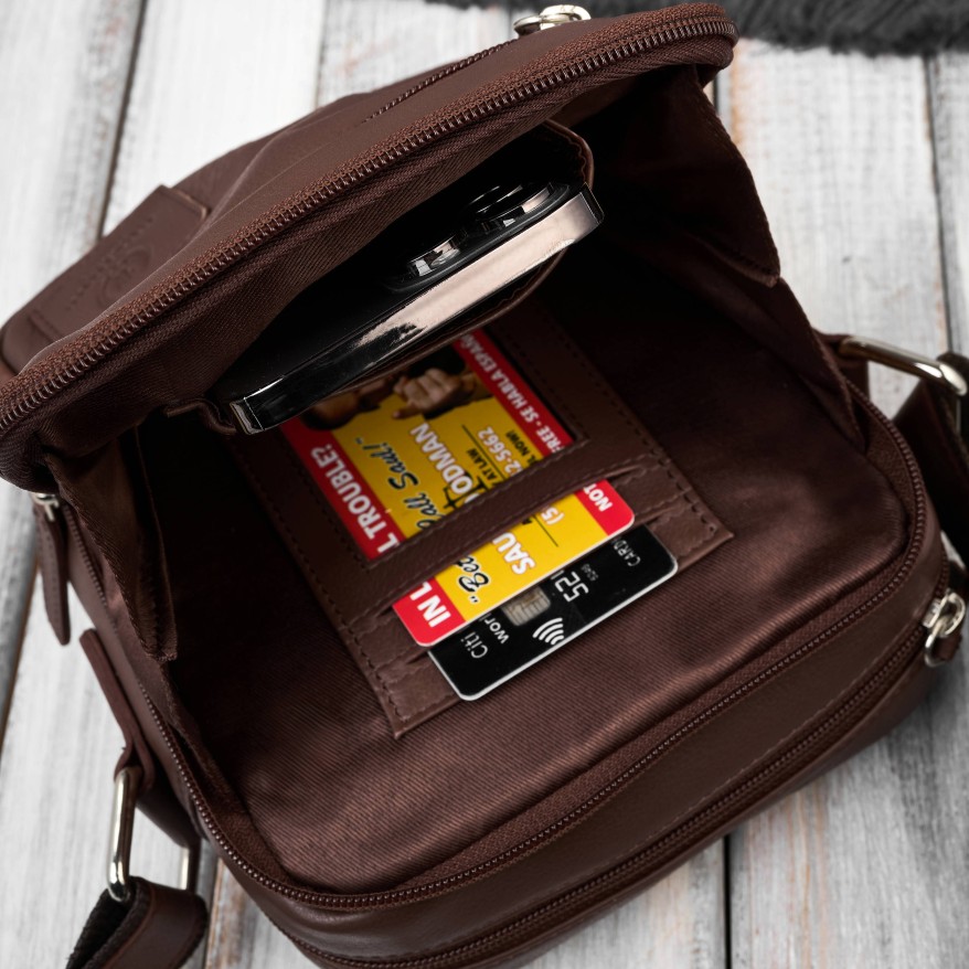 Listonoszka męska skórzana brązowa Paolo Peruzzi AY-27-BR – saszetka na ramię