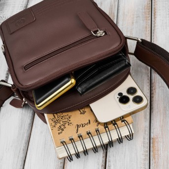 Listonoszka męska skórzana brązowa Paolo Peruzzi AY-27-BR – saszetka na ramię