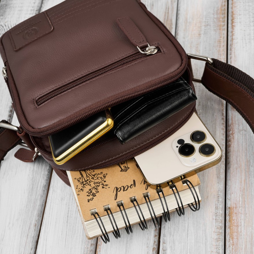 Listonoszka męska skórzana brązowa Paolo Peruzzi AY-27-BR – saszetka na ramię