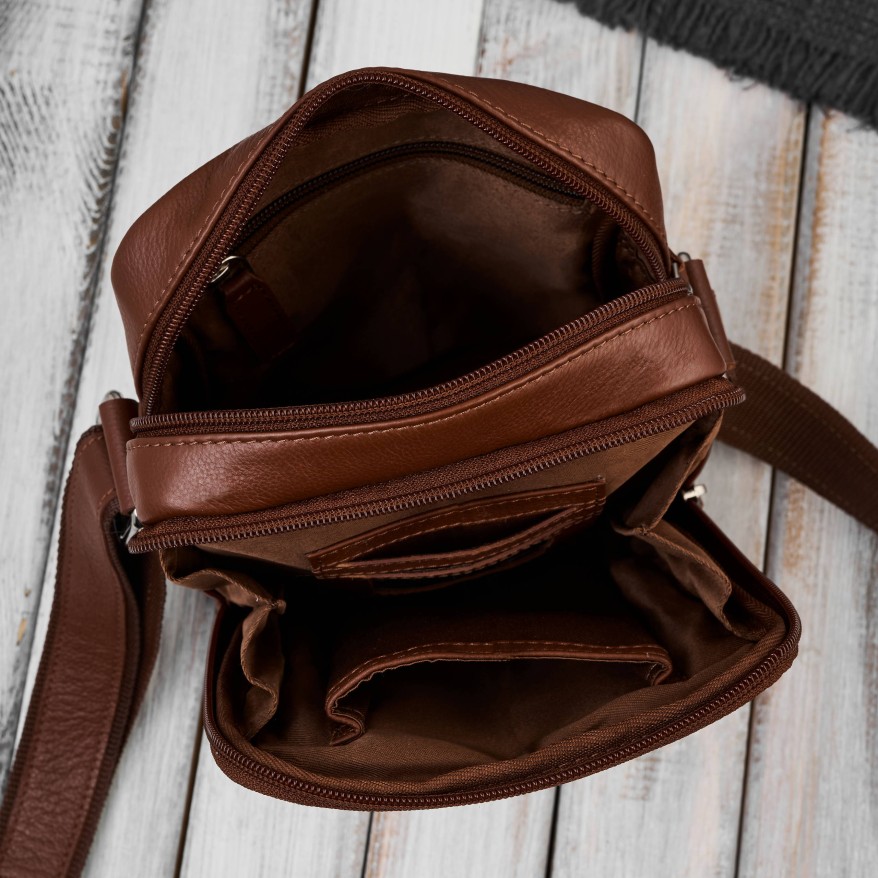 Listonoszka męska skórzana na ramię koniakowa Paolo Peruzzi AY-27-CG