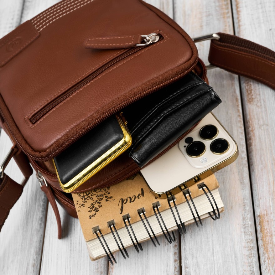 Listonoszka męska skórzana na ramię koniakowa Paolo Peruzzi AY-27-CG